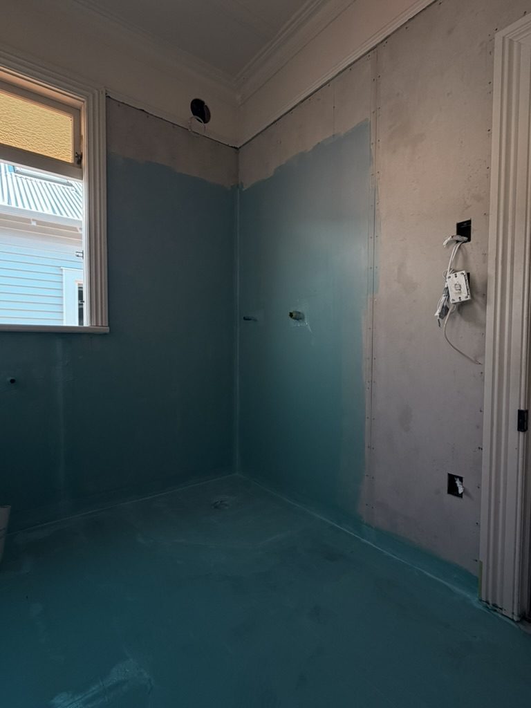 Bathroom mid-waterproof, ready for tiling