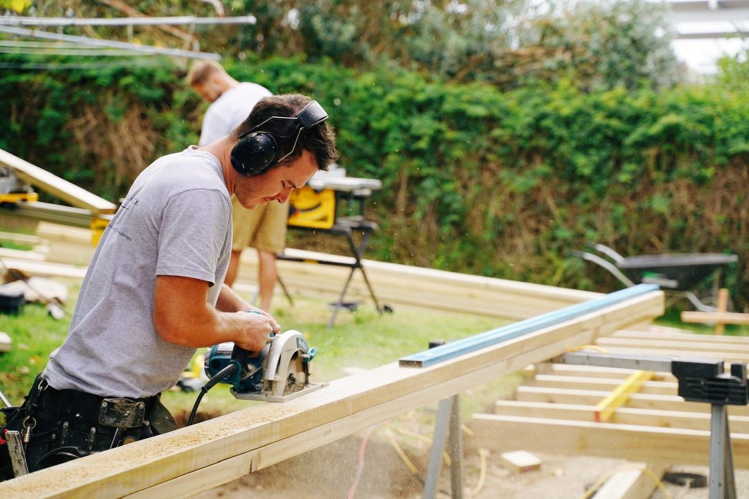 Carpenters framing a new build on site